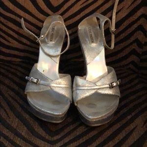 Metallic silver Steve Madden wedges